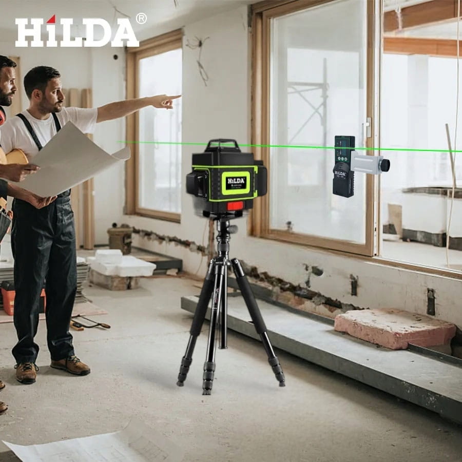Hilda Laser Krzyżowy Samopoziomujący Poziomica 4D 16 Linii 360 Statyw